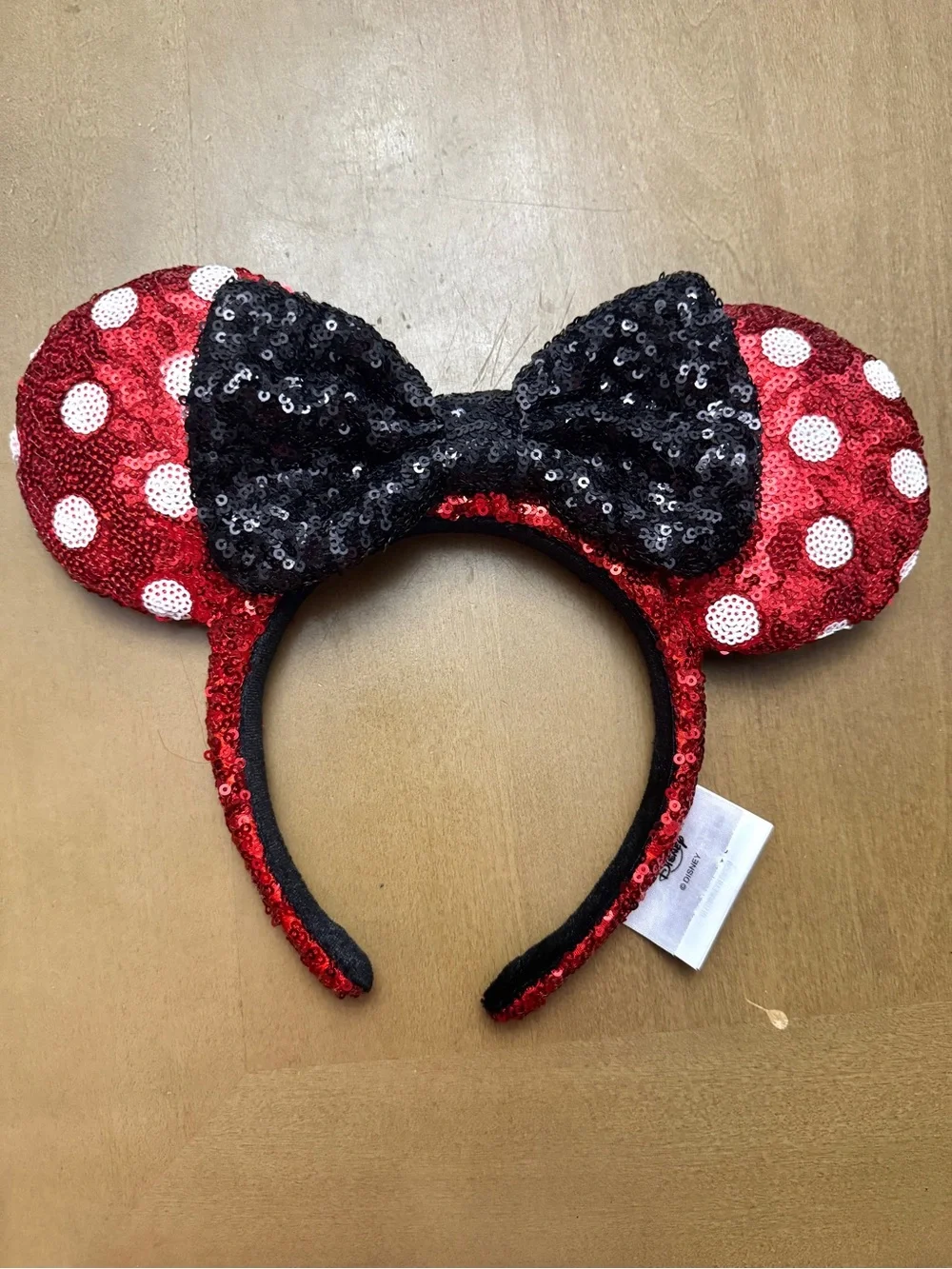 Disney Red Sequin Minnie Ear Headband with Black Accents